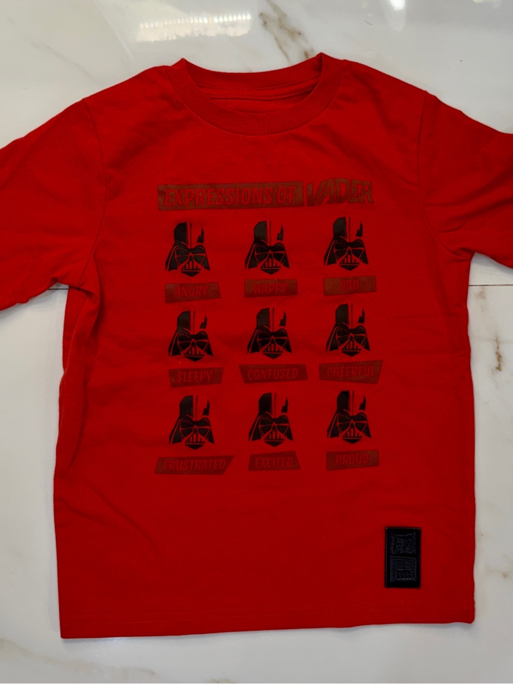 Disney Red Kids Short Sleeve 'Expressions of Vader' Graphic Tee